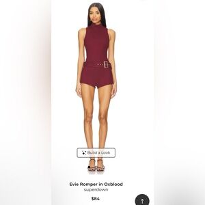 Superdown Burgundy Romper with Belt
